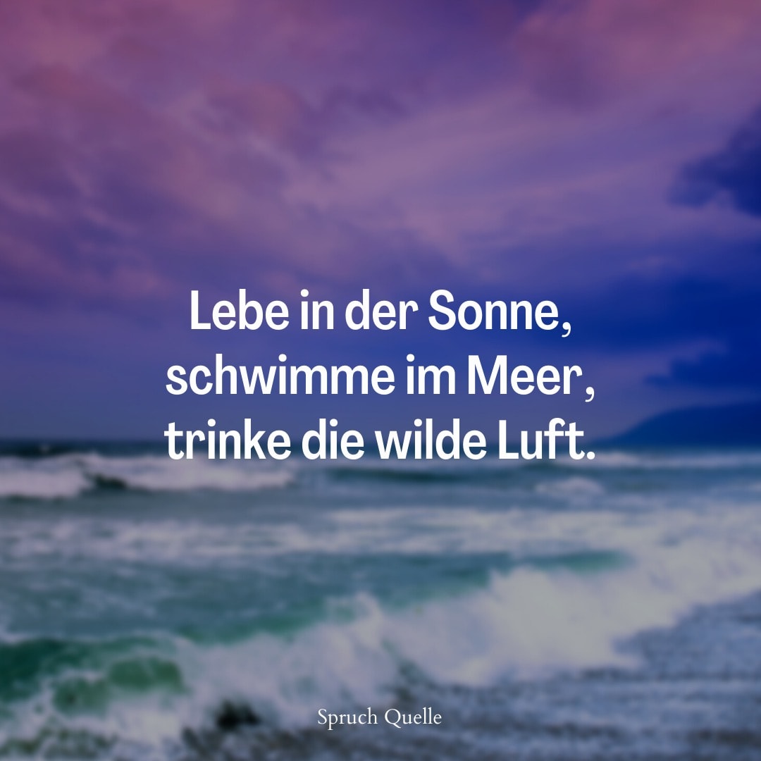 Ralph Waldo Emerson Lila Himmel über stürmischer See mit inspirierendem Zitat über das Leben und Naturgenuss